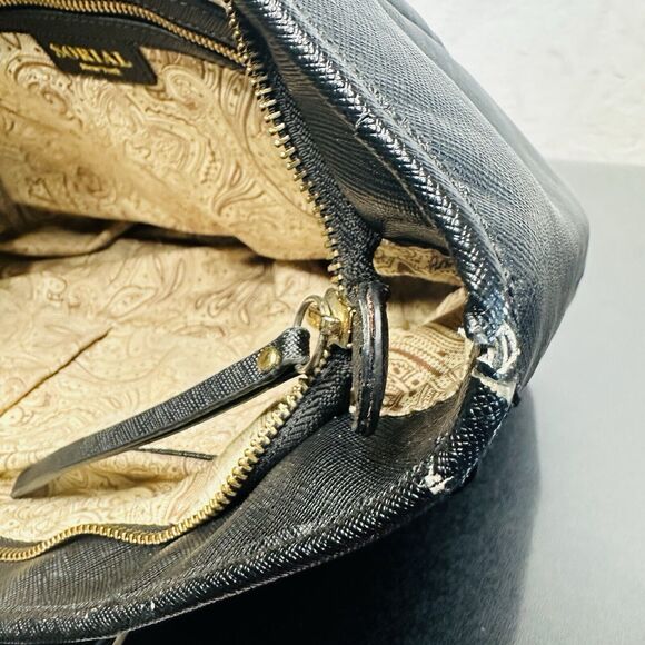 Sorial Womens Large Black Saffiano Leather Satchel Tote Black Double Handles - Picture 11 of 15